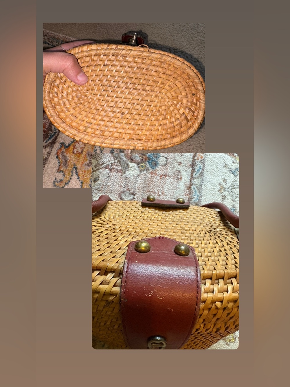 Vintage 60s/70s Etienne Aigner Handmade Wicker Basket Bag - Picture 7 of 14